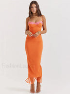 Lace Patchwork Strapless Maxi Dress