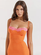 Lace Patchwork Strapless Maxi Dress