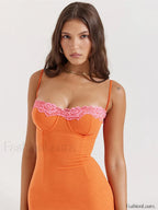 Lace Patchwork Strapless Maxi Dress