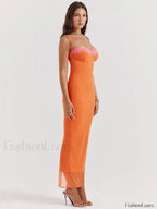 Lace Patchwork Strapless Maxi Dress