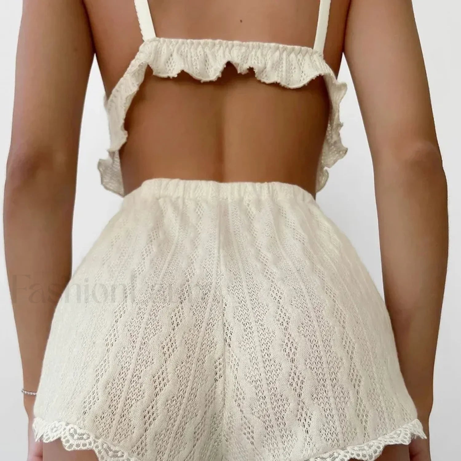 Lace Patchwork Tank Top Elastic Waist Shorts Two Piece Set
