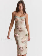 Lace Print Strapless Midi Dress white / S