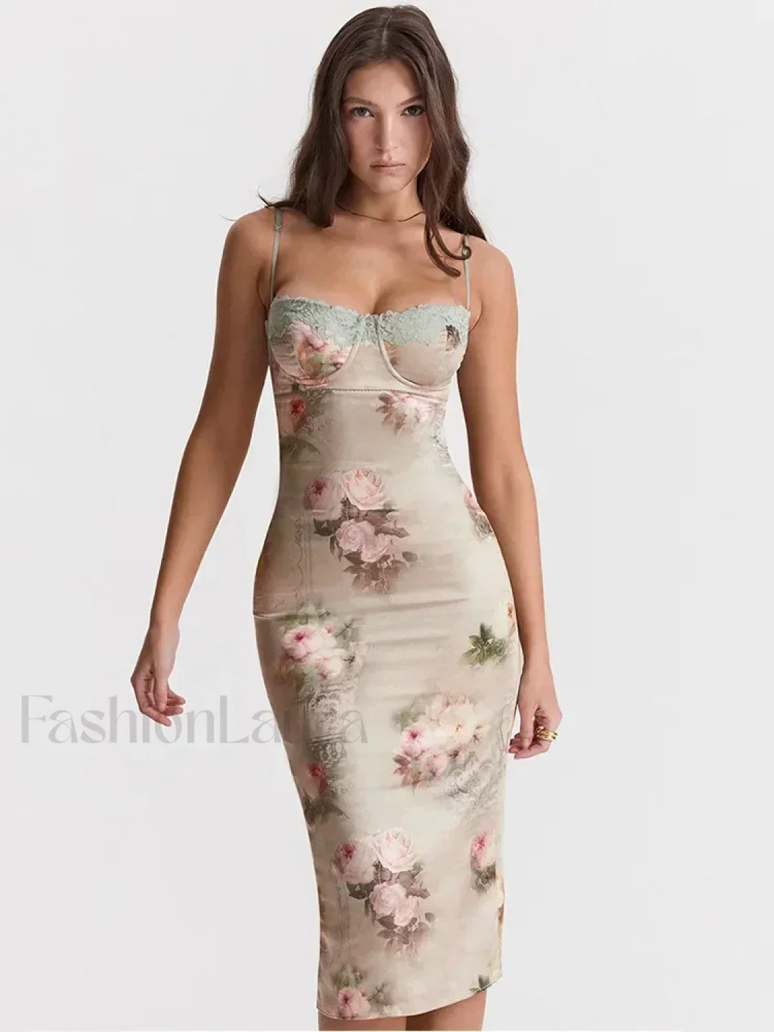 Lace-Print Strapless Midi Dress Secondary image