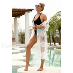 Lace Sheer Midi Beach Cover Up WHITE / One Size