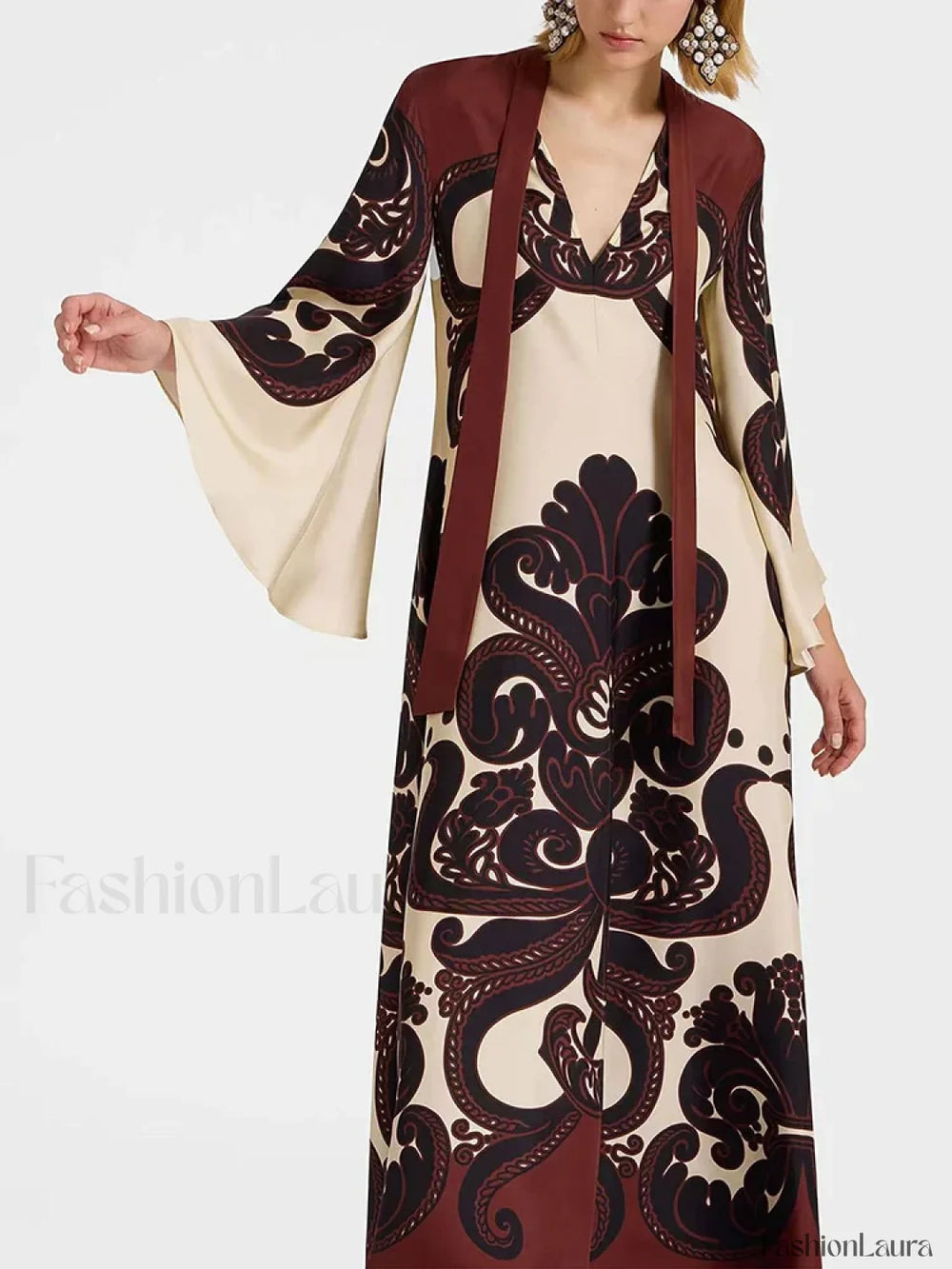 Lace Single Breasted Boho Dress Red / S