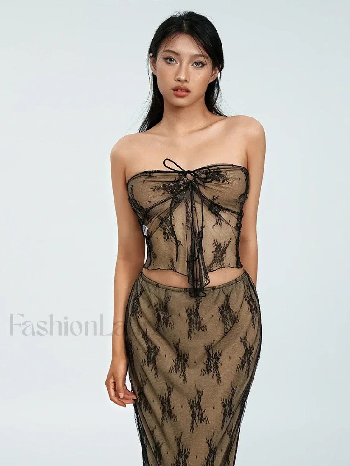 Lace Strapless Wrap Skirt Two Piece Set Main image
