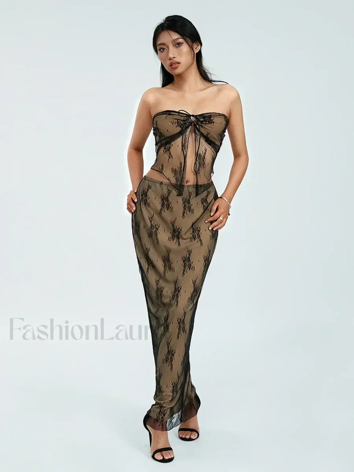 Lace Strapless Wrap Skirt Two Piece Set Secondary image