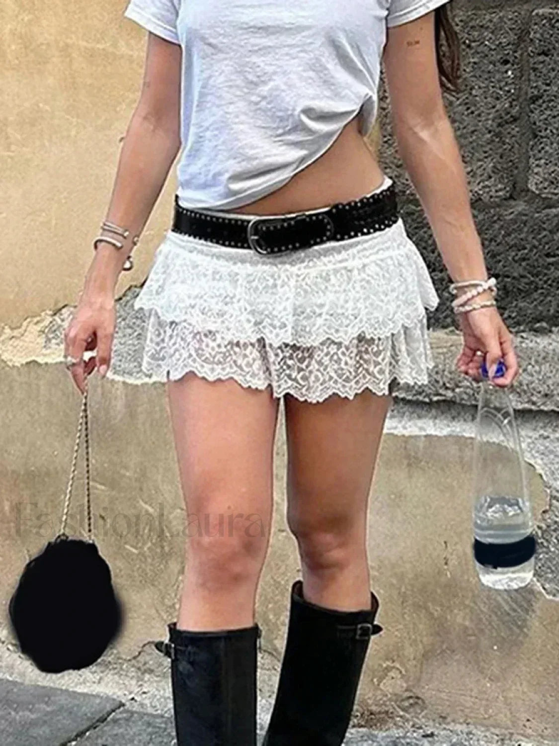 Lace Tiered Party Mini Skirt Main image