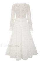 Lace Tiered Ruffle Charming Tulle Maxi Dress