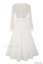 Lace Tiered Ruffle Charming Tulle Maxi Dress