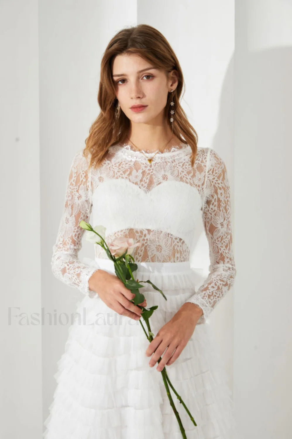 Lace Tiered Ruffle Charming Tulle Maxi Dress