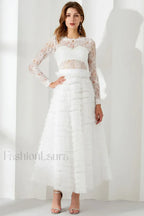 Lace Tiered Ruffle Charming Tulle Maxi Dress