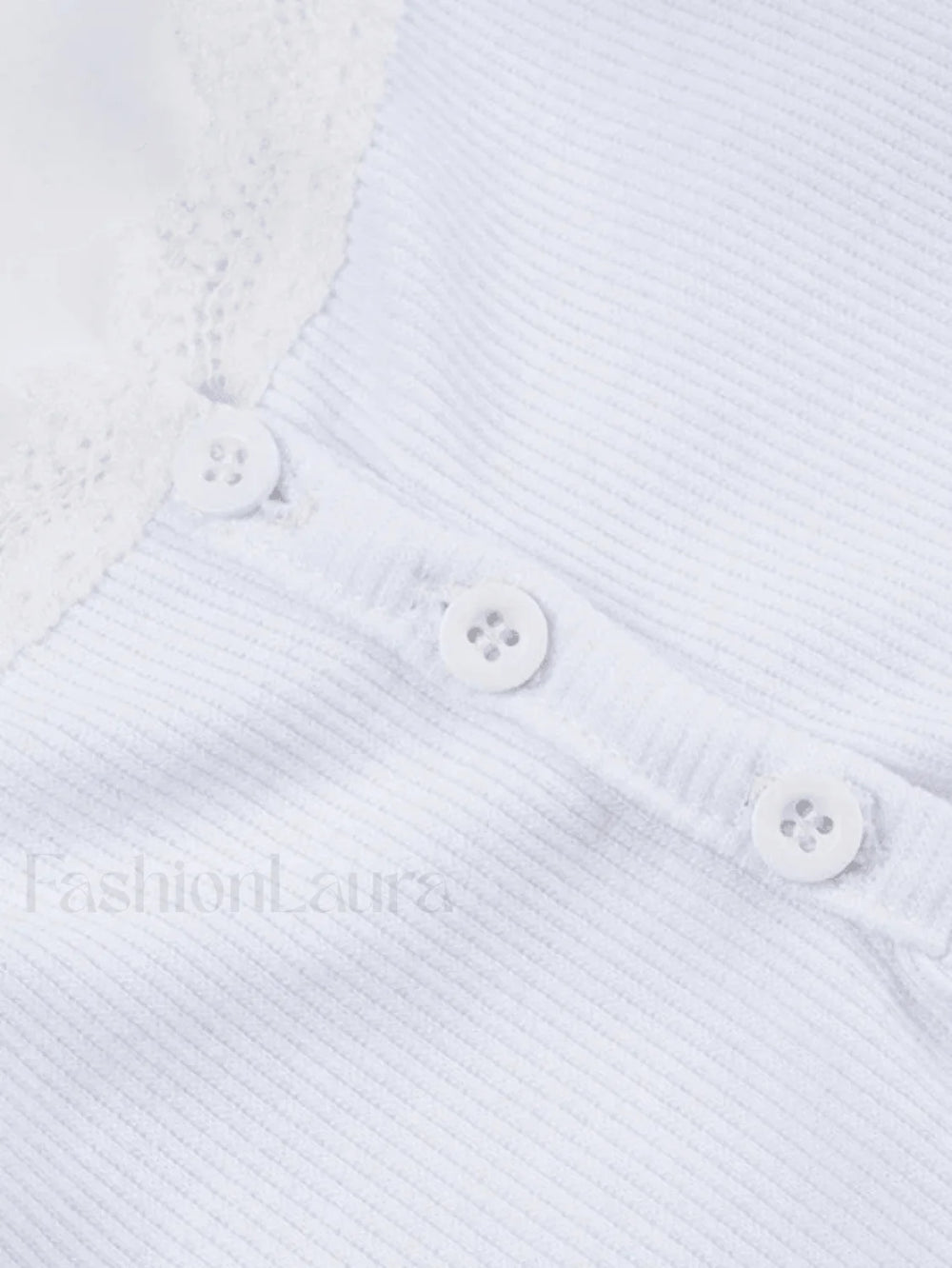 Lace Trim Button Up Ribbed Crop Cami Top Tops&Tees