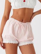 Lace Trim Casual Plaid Bloomers Lolita Cosplay Short