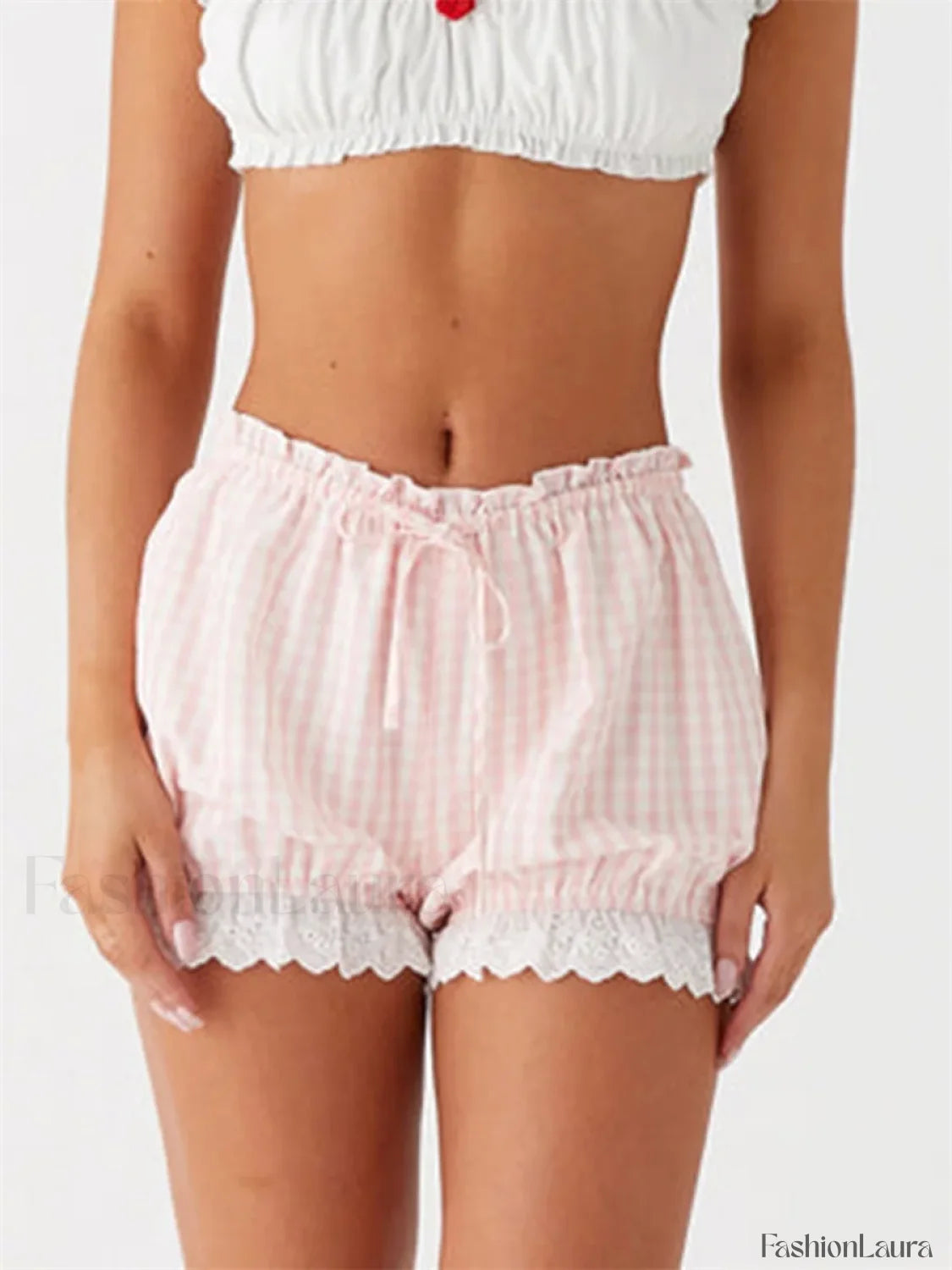 Lace Trim Casual Plaid Bloomers Lolita Cosplay Short