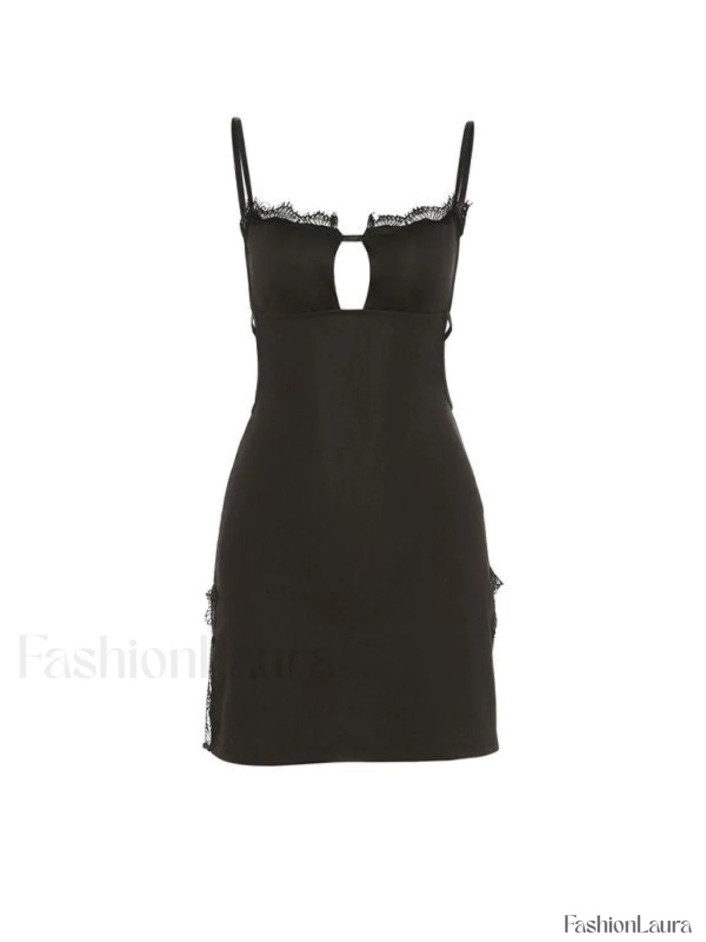 Lace Trim Split Open Back Mini Dress Mini Dresses