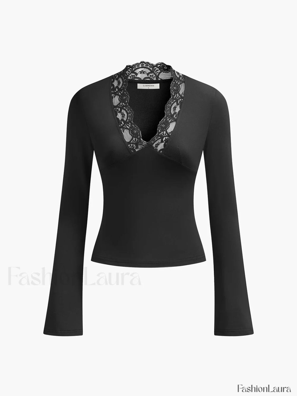 Lace Trim V Neck T Shirt T Shirts