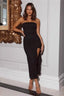 Lace Tube Top Ruffled Split Hem Maxi Dress Black / S