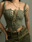 Lace Up Corset Top Green / S Tops&Tees