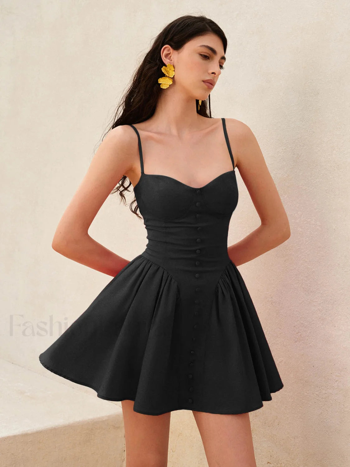 Lace Up Back Cami Dress Black / XS Dresses