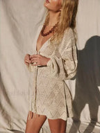 Lace Up Bell Mesh Mini Cover Up