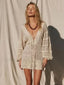 Lace Up Bell Mesh Mini Cover Up Khaki / S