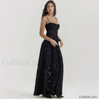 Lace up Black Prom Maxi Dress