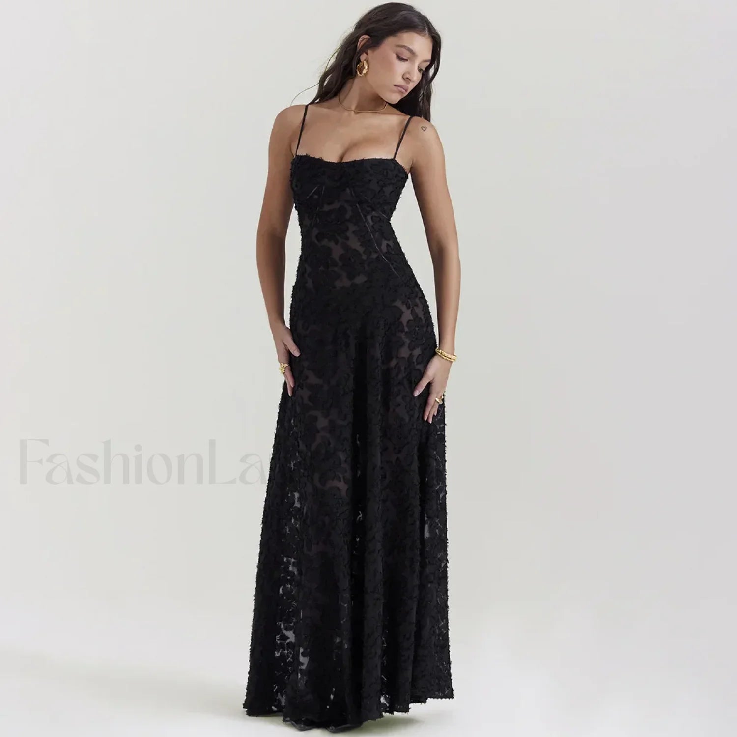 Lace-up Black Prom Maxi Dress Secondary image