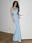 Lace up Blue Halter Maxi Dress Blue / S