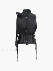 Lace Up Bow Trendy Sleeveless Tank Top Tank Tops & Camis