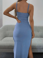 Lace Up Bow V Neck Midi Dress