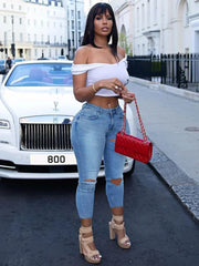 Lace Up Cutout Skinny Jeans Jeans