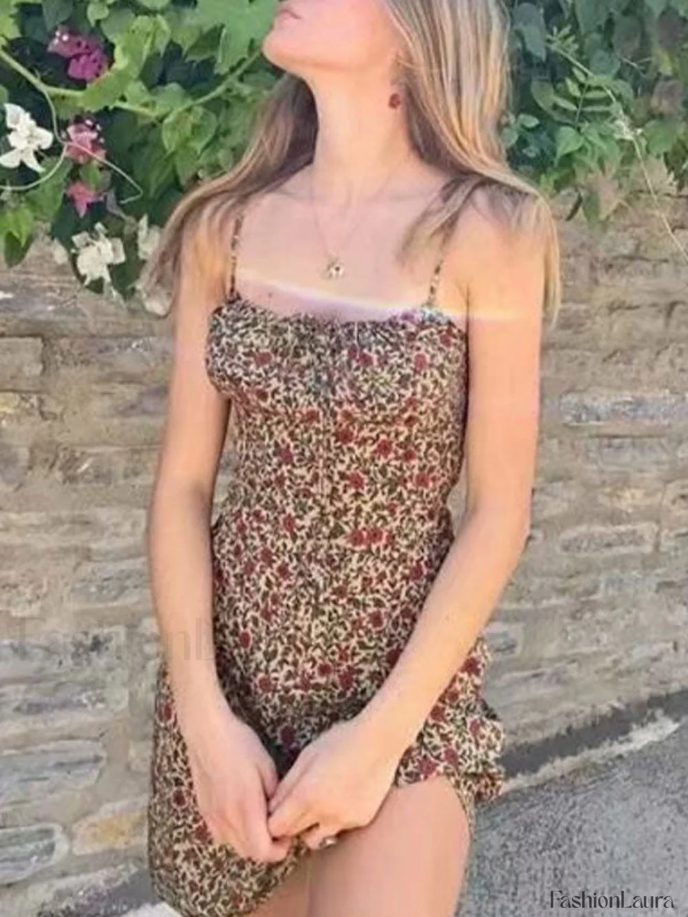 Lace Up Floral Slip Mini Dress Mini Dresses