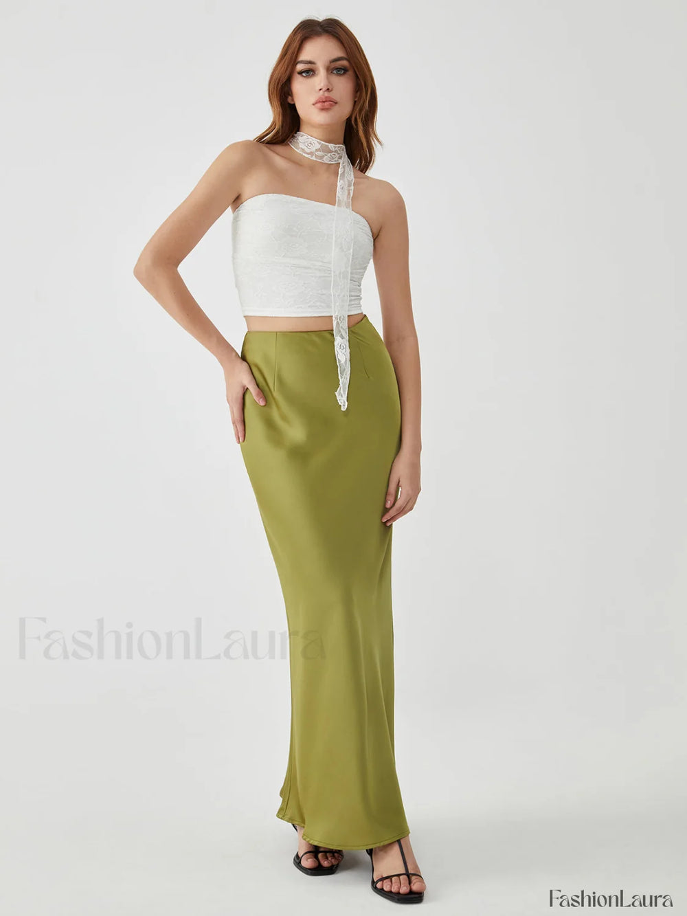 Lace Up Graceful Sheer Tube Top Tank Tops & Camis