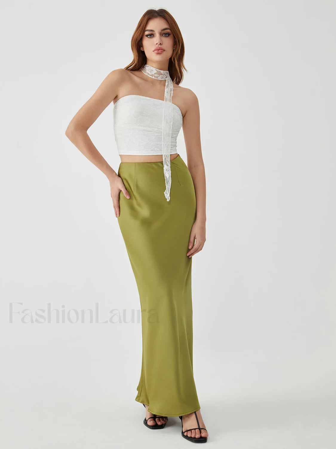 Lace Up Graceful Sheer Tube Top Secondary image