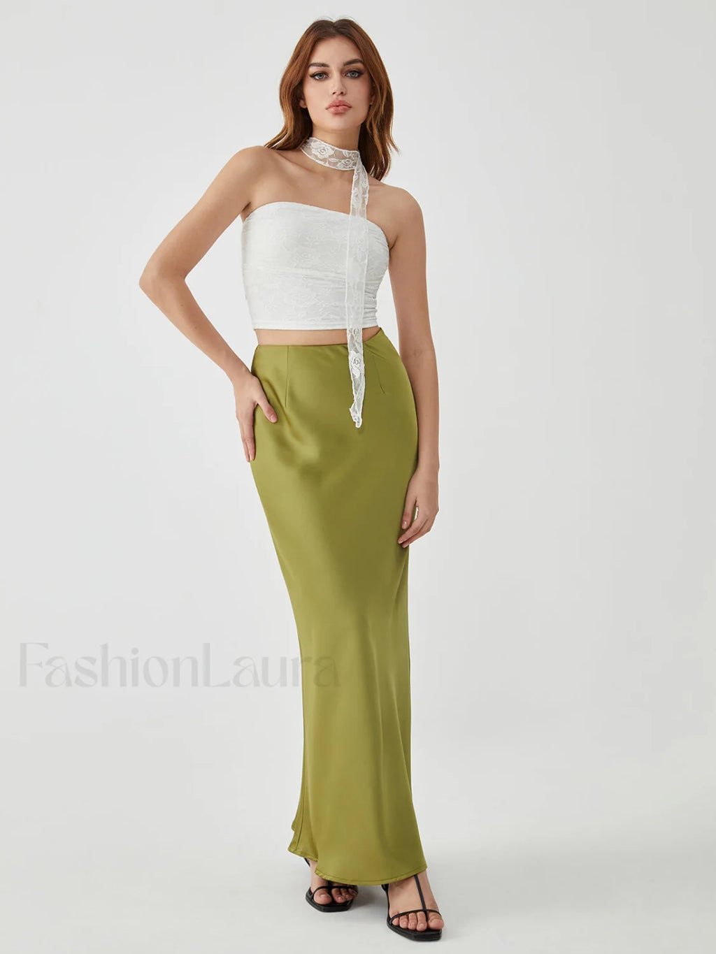 Lace Up Graceful Sheer Tube Top Tank Tops & Camis