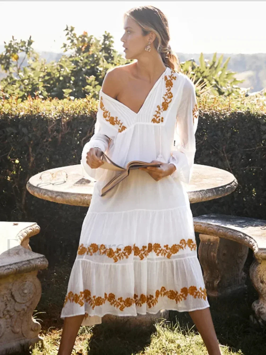 Lace Up Mini Boho Dress WHITE / S Main image