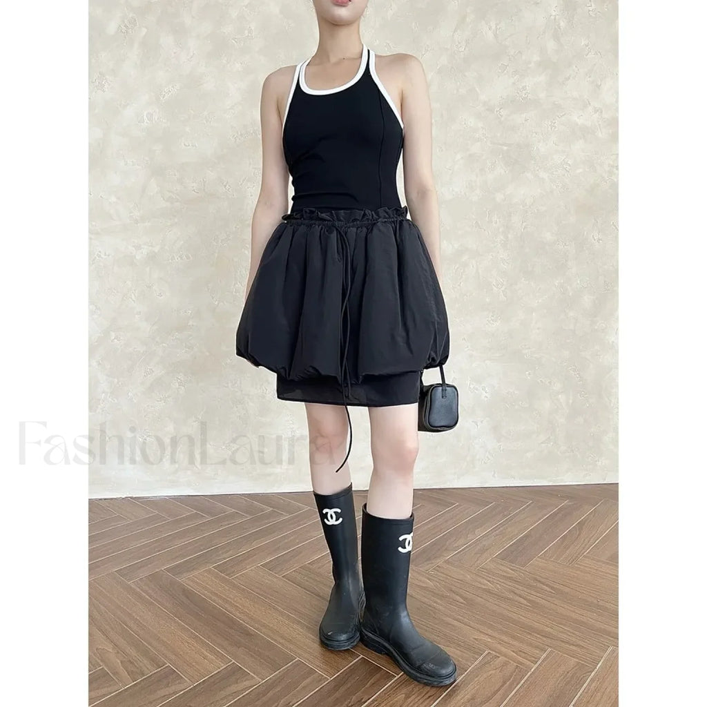Lace Up Minimalist Casual Skirt