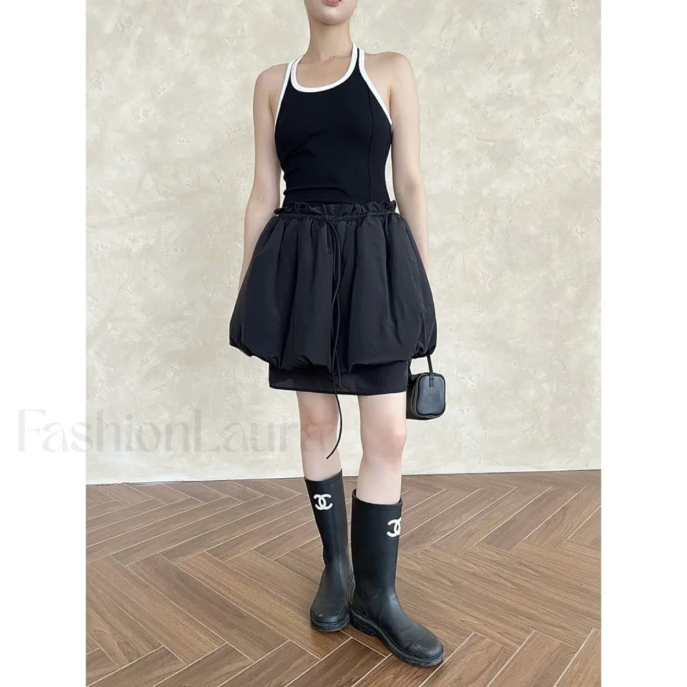 Lace Up Minimalist Casual Skirt