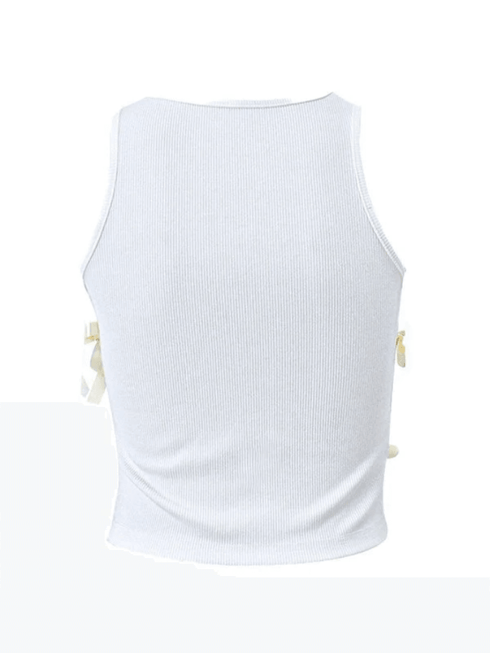 Lace Up Ribbed Cropped Tank Top Tops&Tees