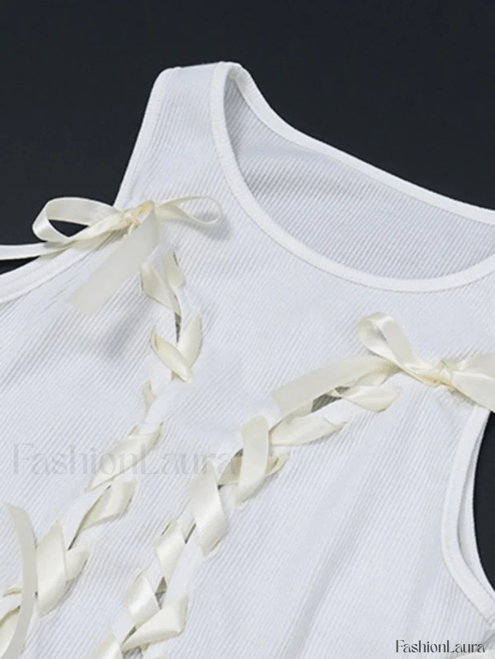 Lace Up Ribbed Cropped Tank Top Tops&Tees