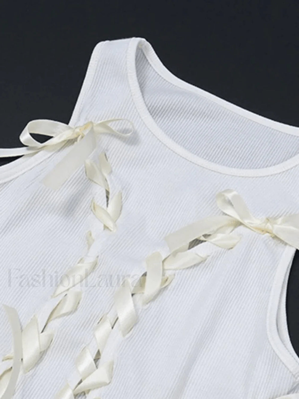 Lace Up Ribbed Cropped Tank Top Tops&Tees