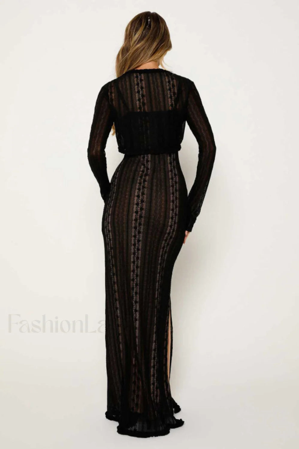 Lace V Neck Charming Slit Two Piece Dress