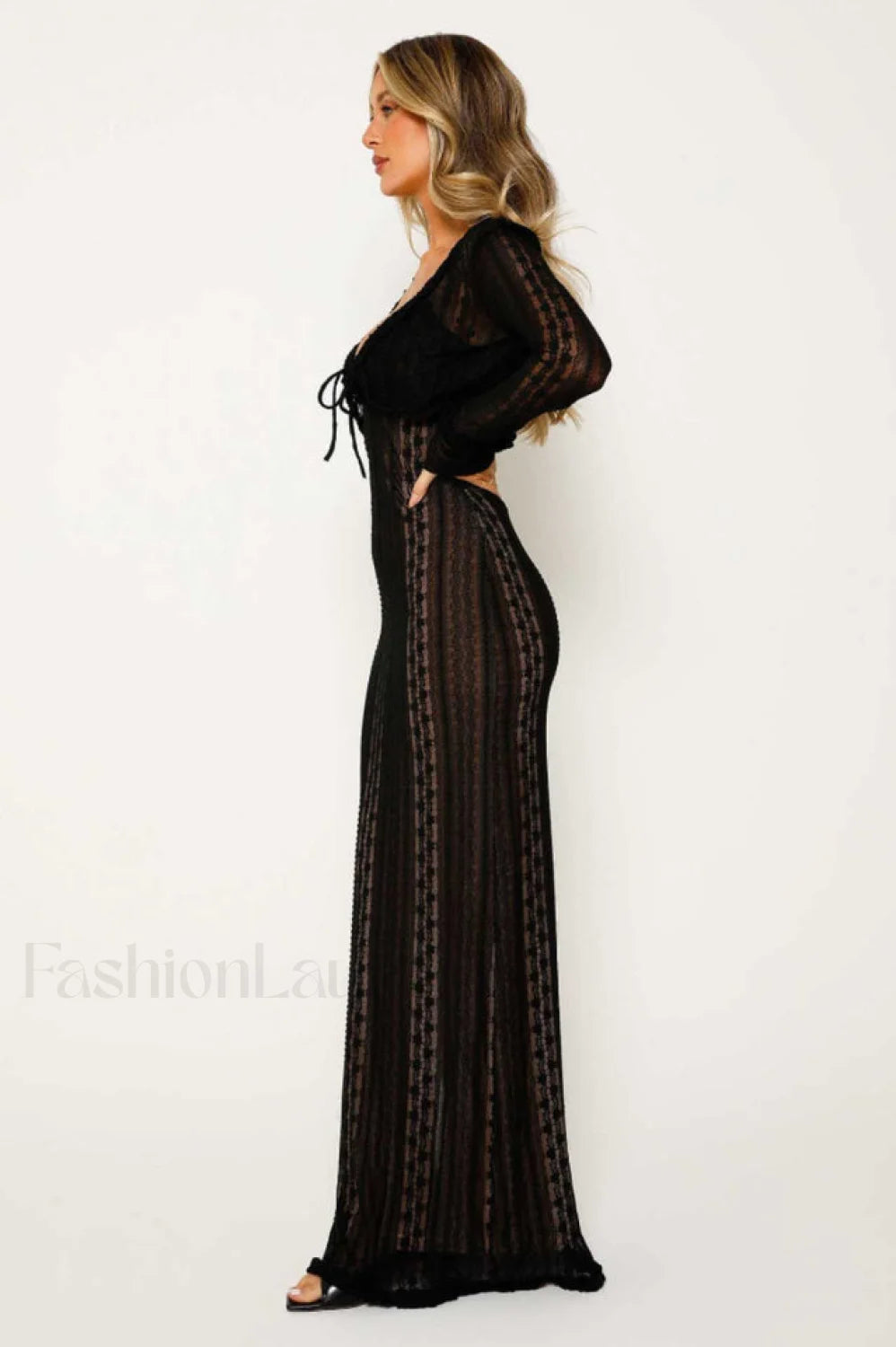 Lace V Neck Charming Slit Two Piece Dress
