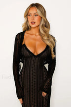 Lace V Neck Charming Slit Two Piece Dress