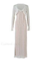 Lace V Neck Charming Slit Two Piece Dress
