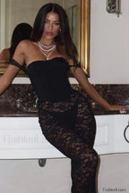 Lace Waist Embossed Slim Fit Vest Maxi Dress