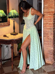 Lace Zipper Split Slim Maxi Dress