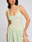 Lace Zipper Split Slim Maxi Dress Green / L