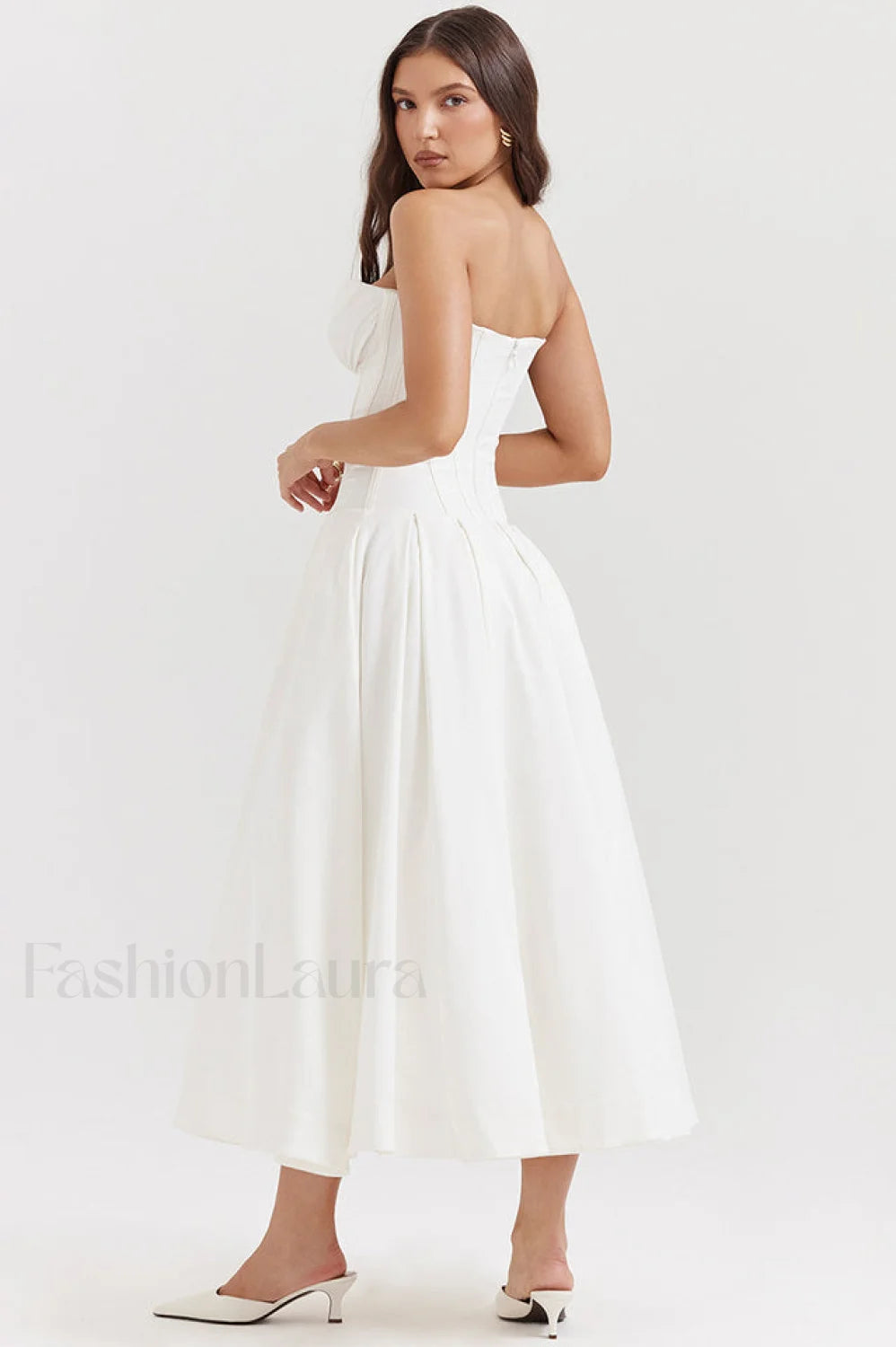 Lady Black Stylish Strapless Midi Dress